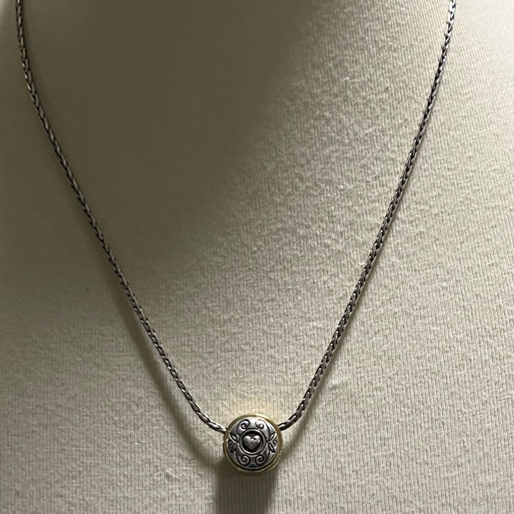 Brighton Silver Heart Charm Necklace Reversible #BJNK